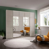 Zenith 250cm Champagne Glass 5 Door Wardrobe with Mirror - Pendle Village Furniture